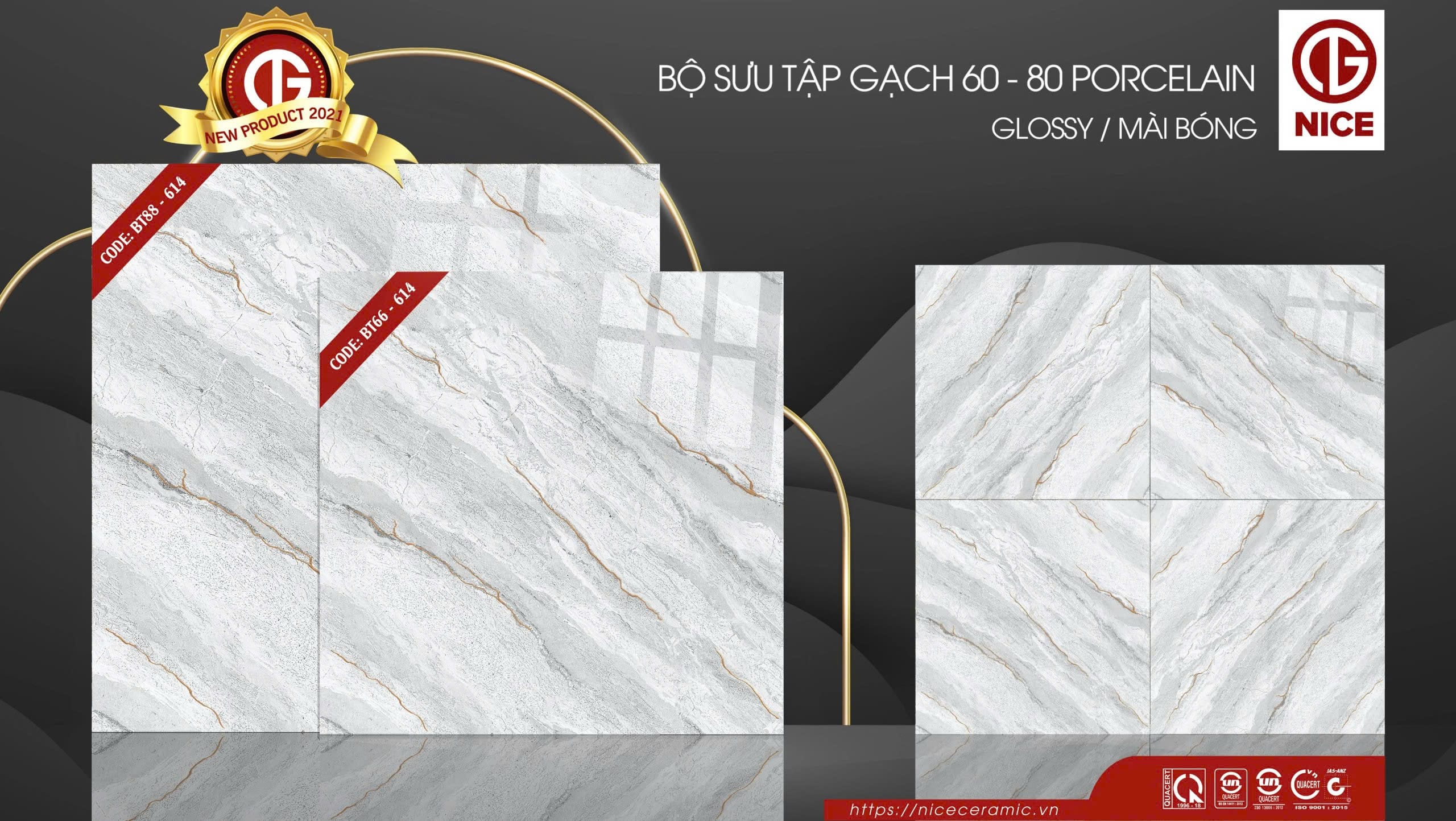 GẠCH LÁT 80X80 PORCELAIN BT88-614